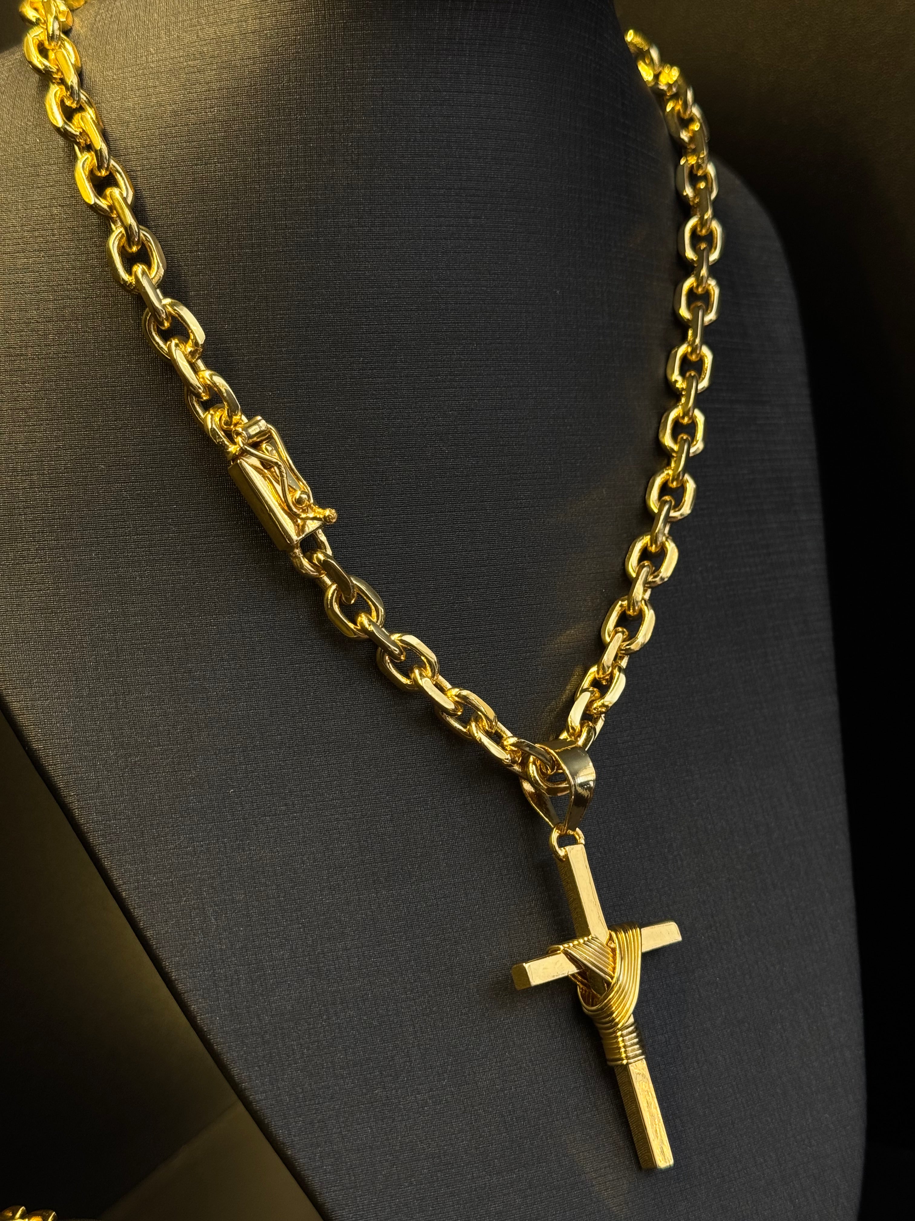 KIT CADEADO 8MM CORRENTE + Pulseira + Pingente | BANHADO A OURO 18k