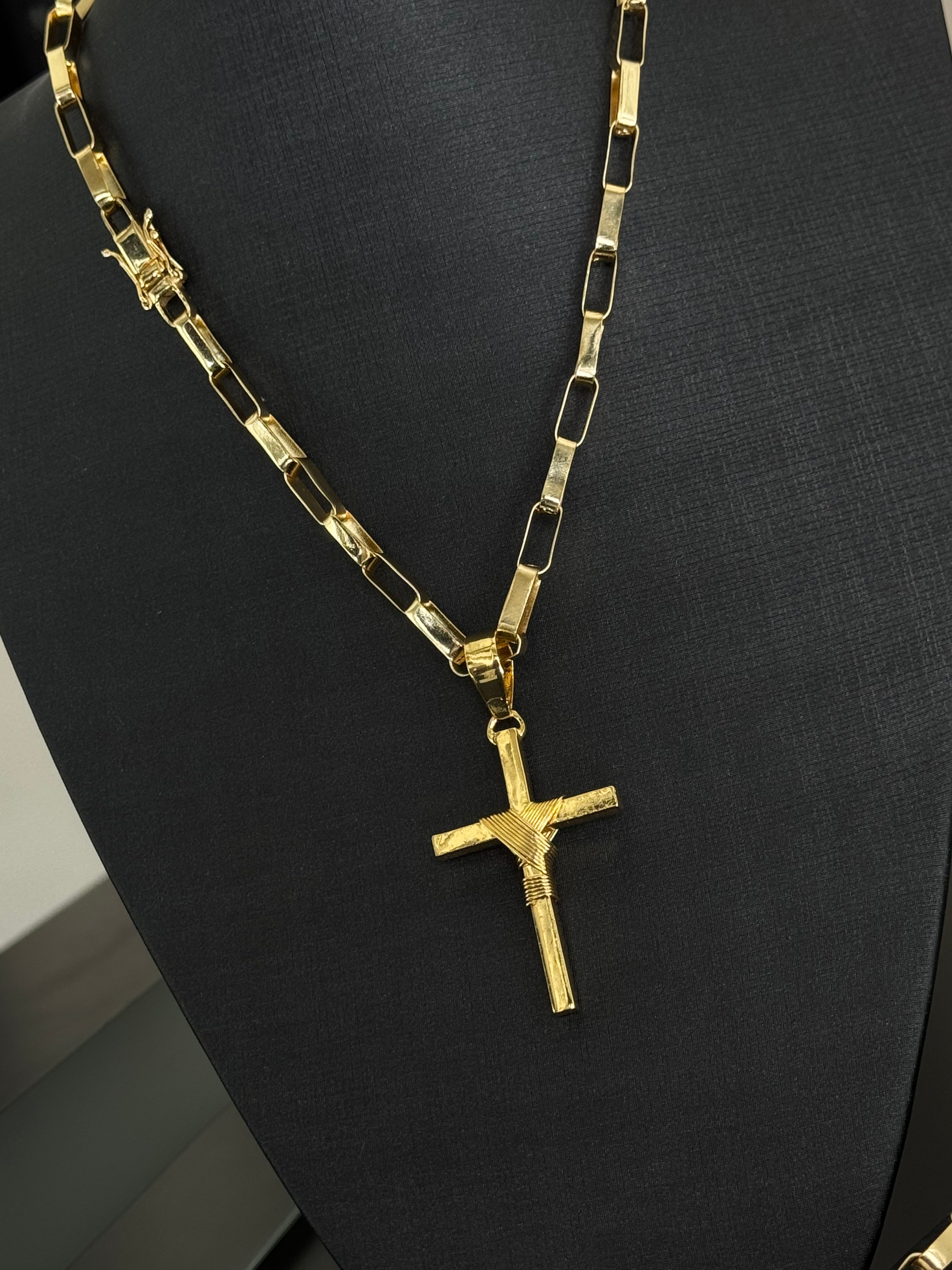 Kit Corrente e Pulseira Tijolinho 8 mm – Banhado a Ouro 18K