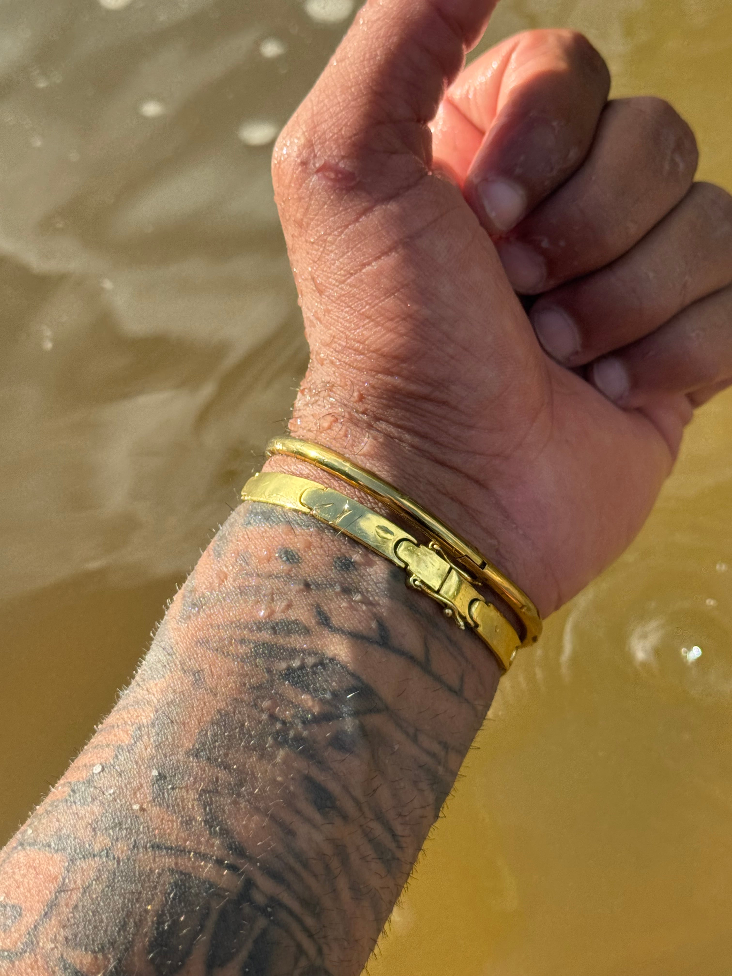 Kit BRACELETE LISO + BRACELETE PREGO 6MM BANHADO A OURO 18K