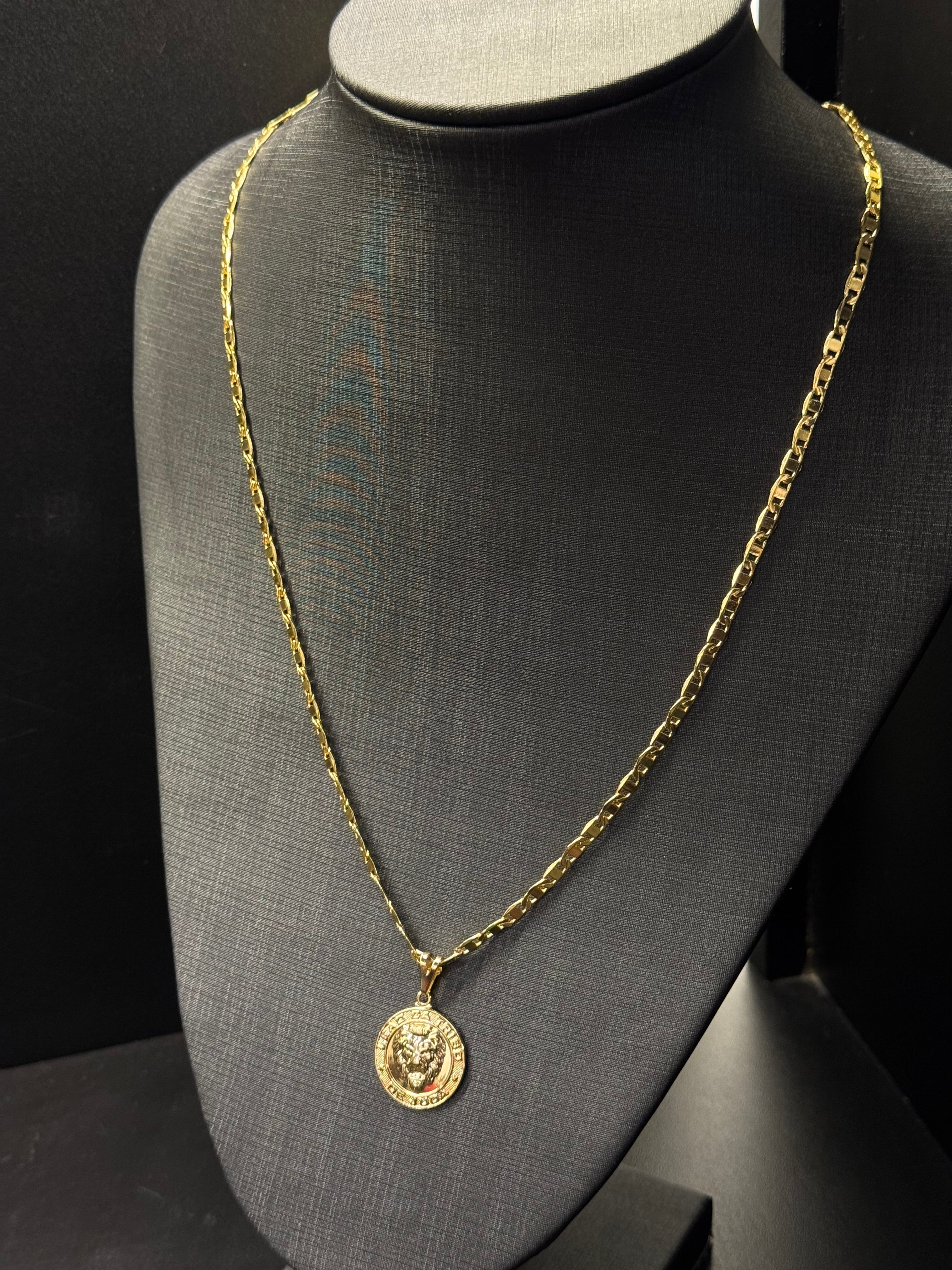 CORRENTE PIESTRINE 3MM + PINGENTE BANHADO A OURO 18K