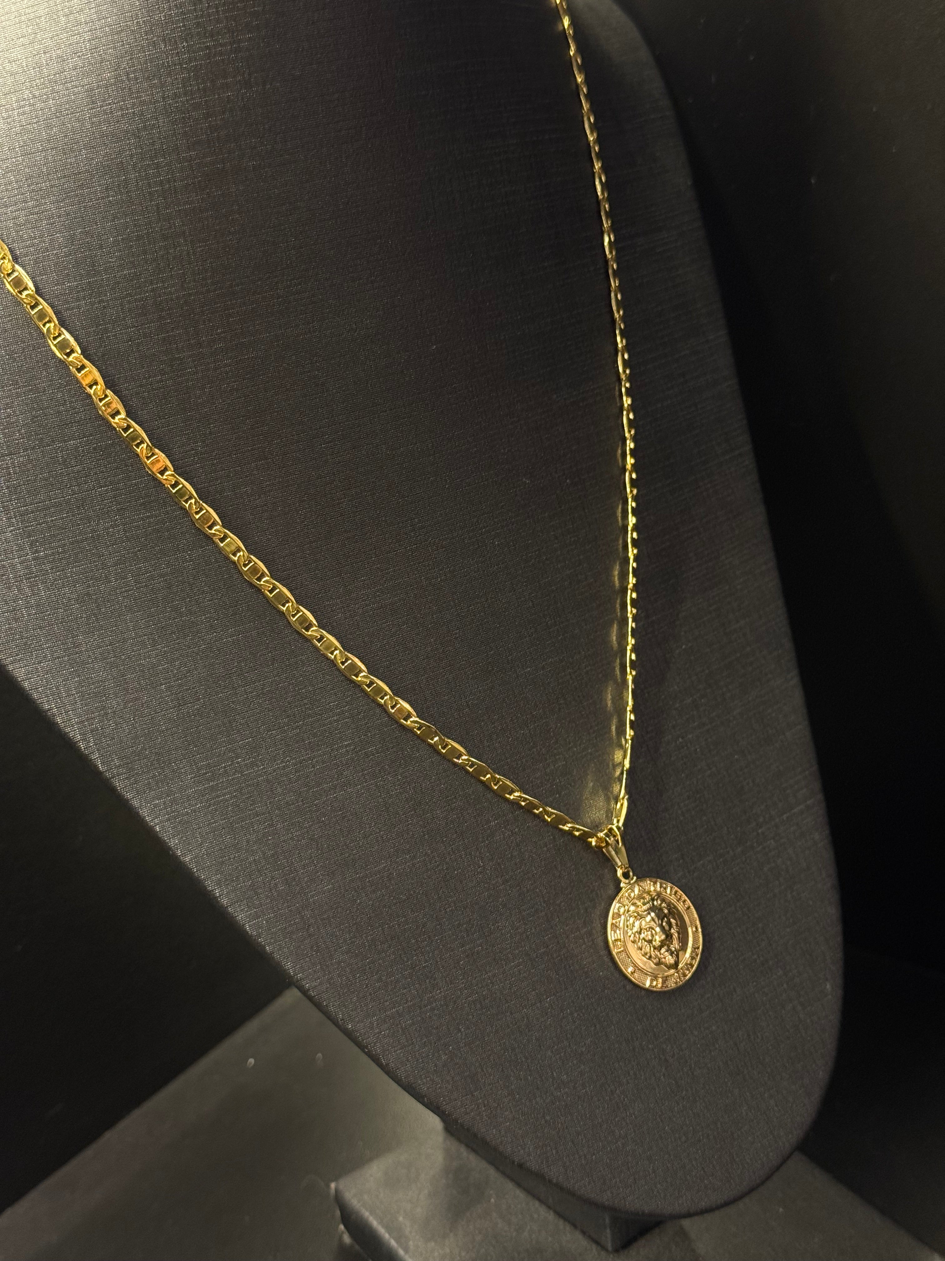 CORRENTE PIESTRINE 3MM + PINGENTE BANHADO A OURO 18K