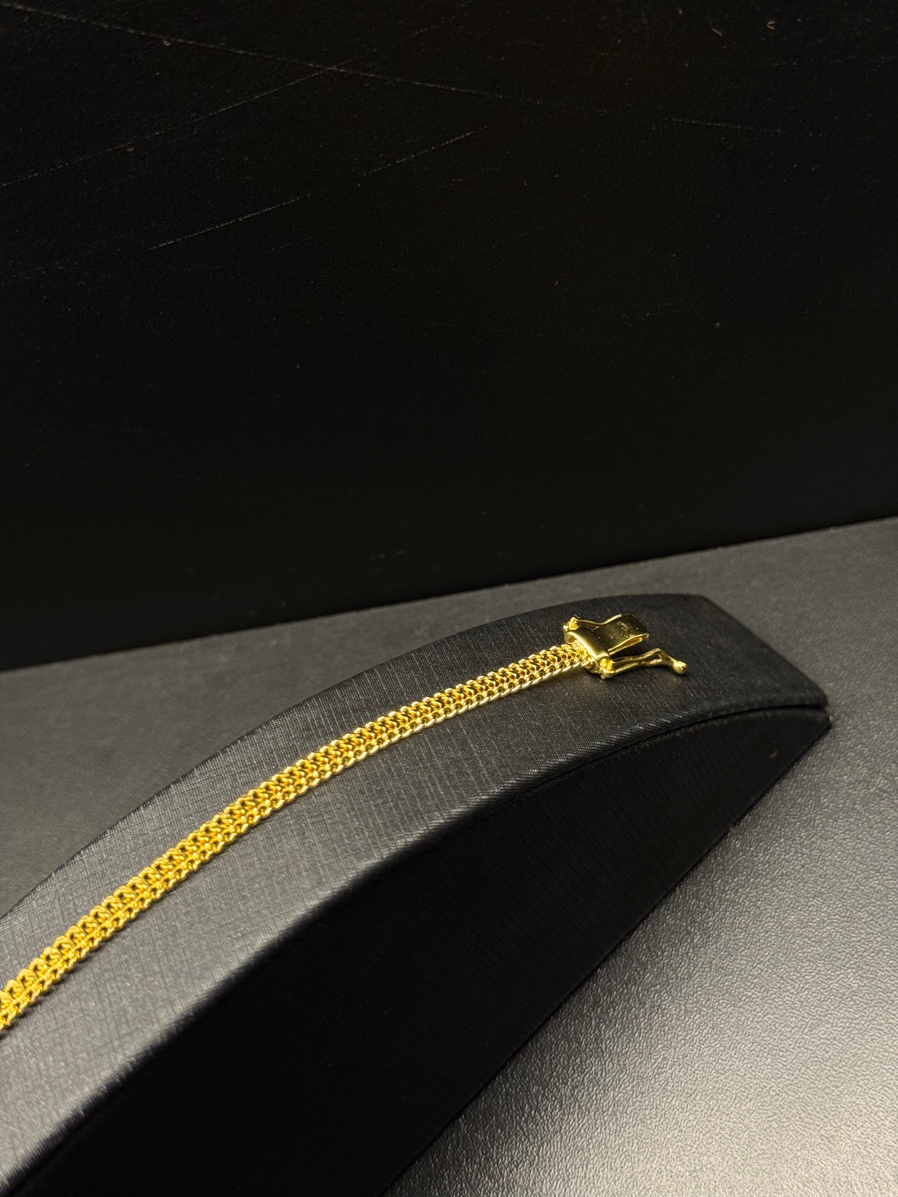 PULSEIRA DUPLO GRUMET 4MM BANHADO A OURO 18K