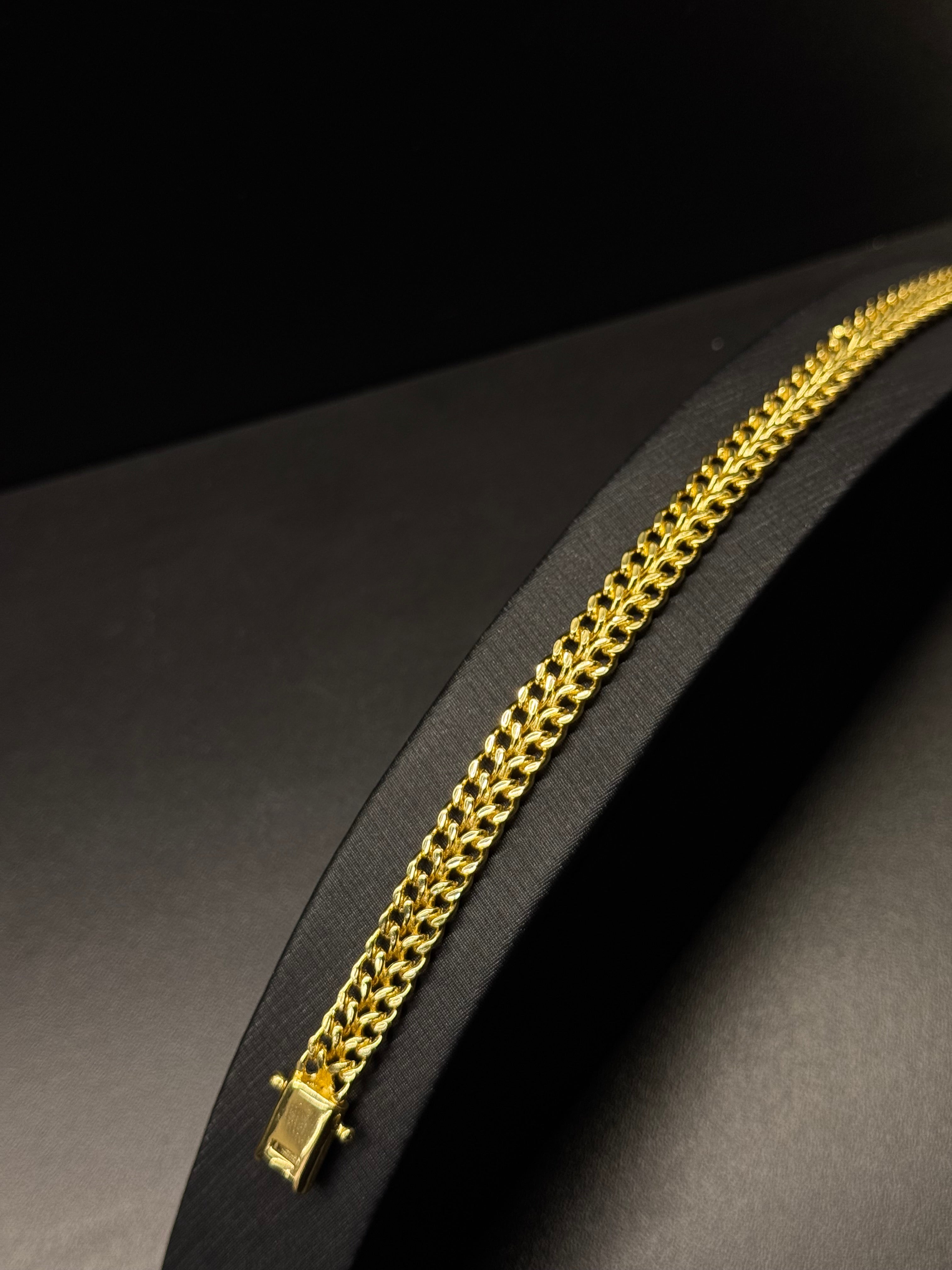 PULSEIRA DUPLO GRUMET 8MM BANHADO A OURO 18K