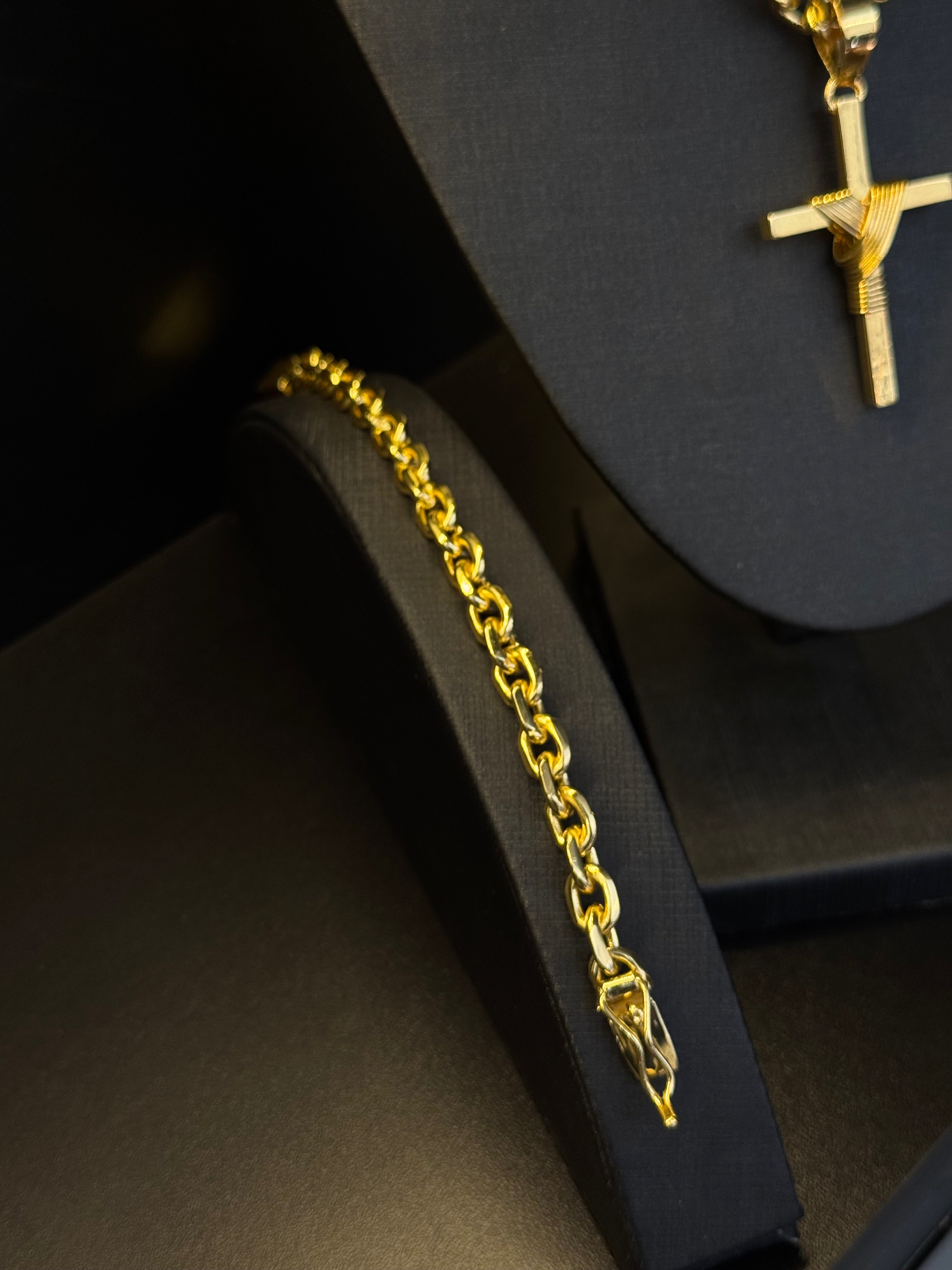 KIT CADEADO 8MM CORRENTE + Pulseira + Pingente | BANHADO A OURO 18k