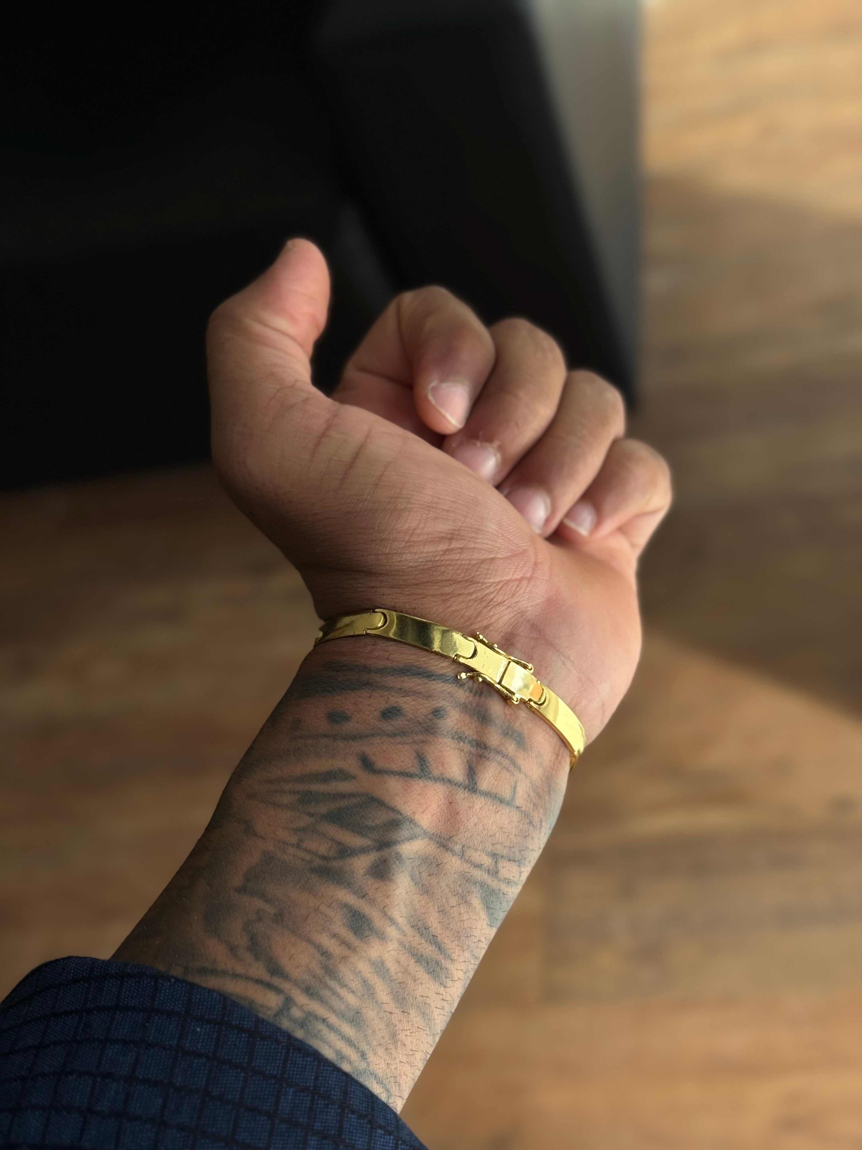 BRACELETE LISO 6MM BANHADO A OURO 18K