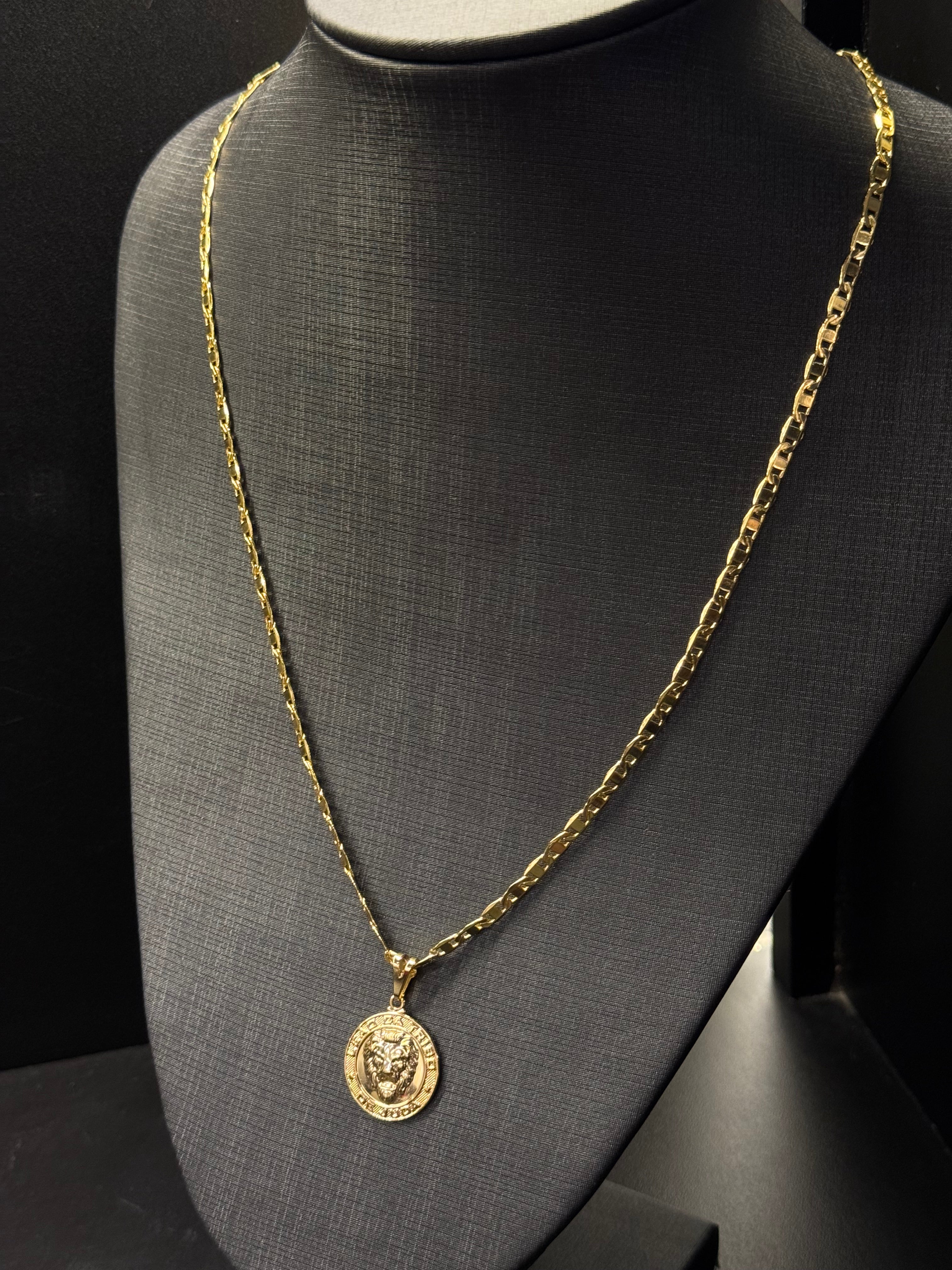 CORRENTE PIESTRINE 3MM + PINGENTE BANHADO A OURO 18K