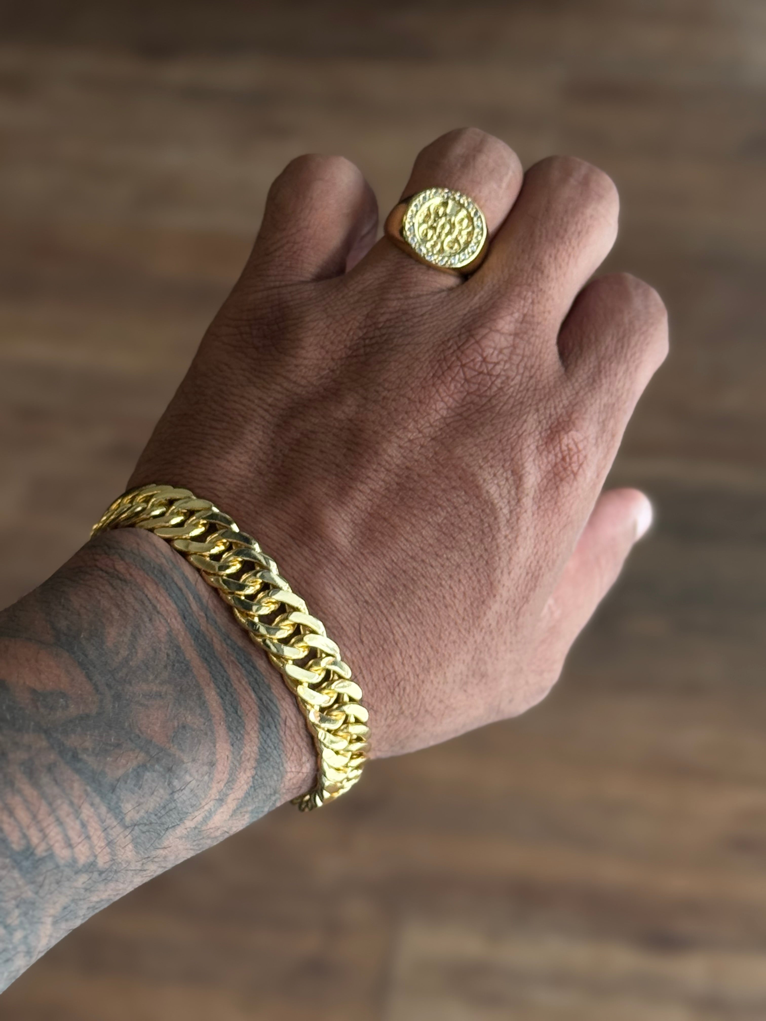 Pulseira Grumet Dupla 13mm Banhado a Ouro 18k | Fecho Duplo