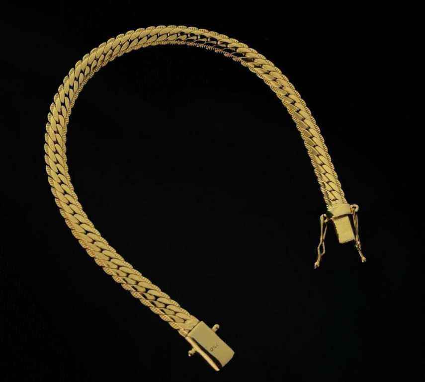 Pulseira Flat Detalhada 6mm Banhado a Ouro 18k