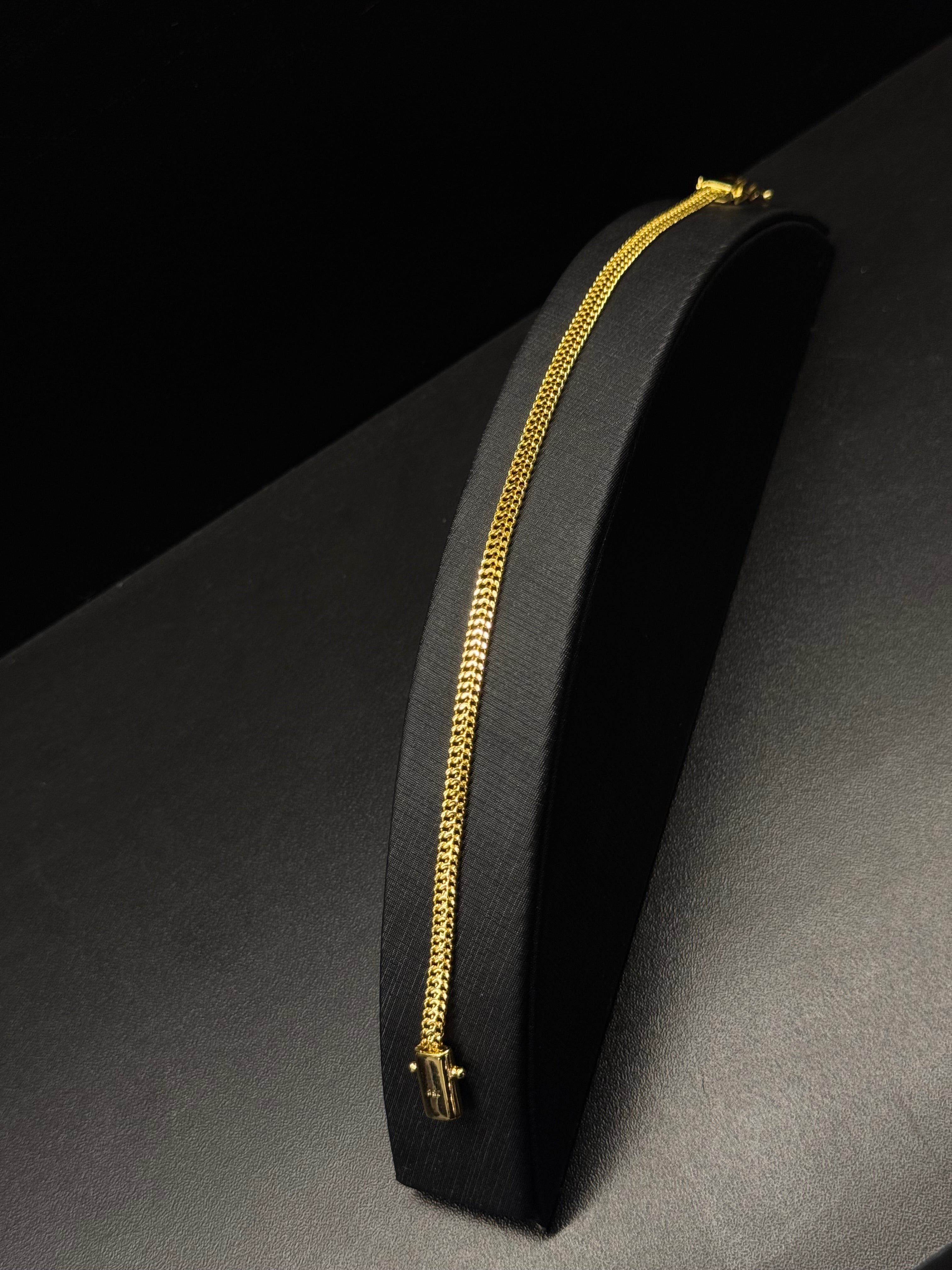 PULSEIRA DUPLO GRUMET 4MM BANHADO A OURO 18K