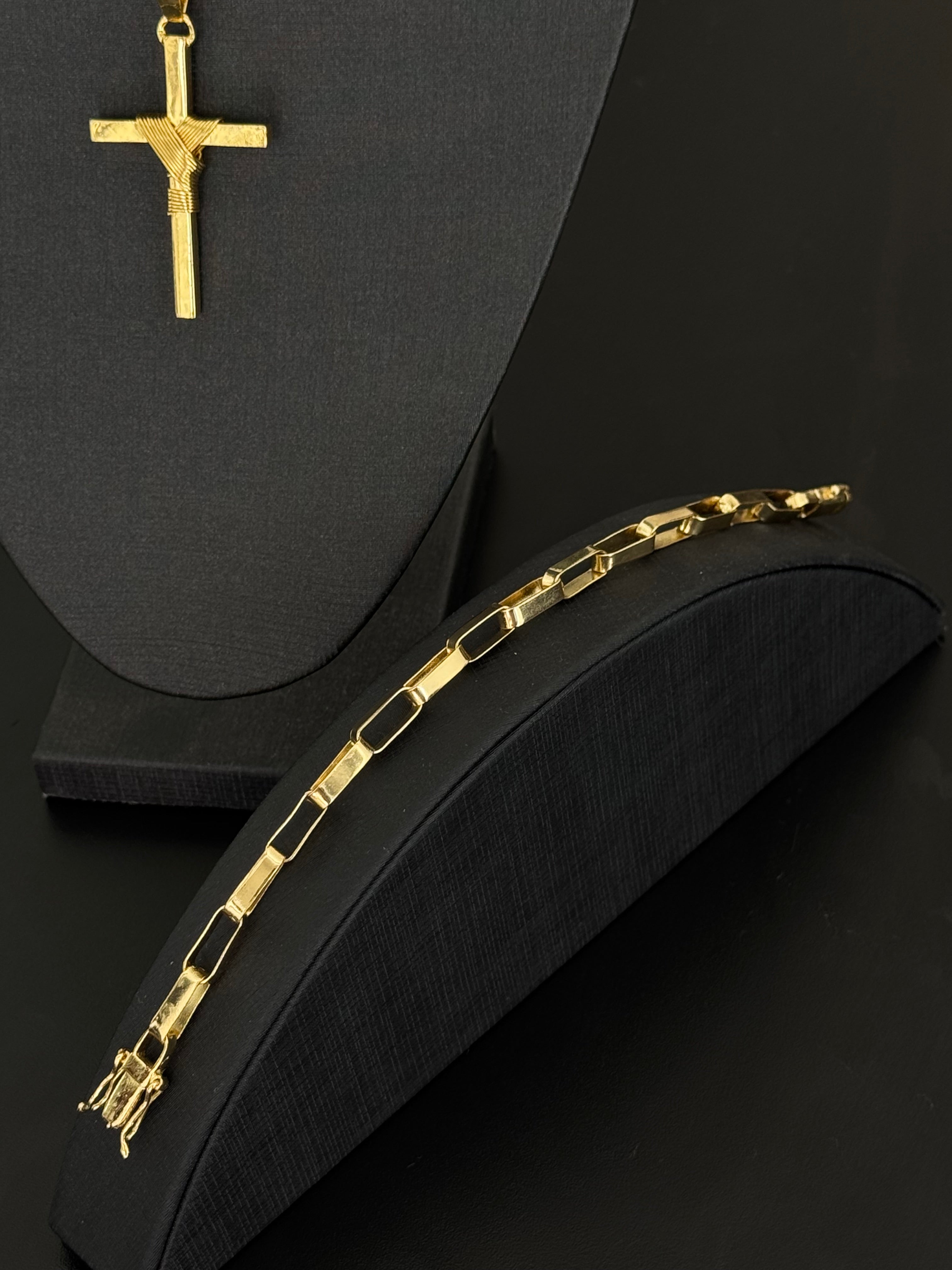 Kit Corrente e Pulseira Tijolinho 8 mm – Banhado a Ouro 18K