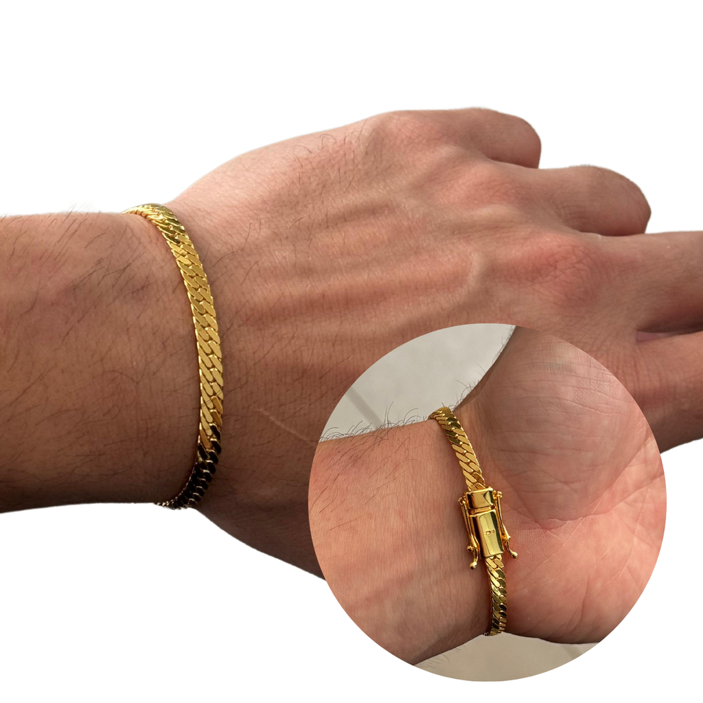 Pulseira Grumet Flat 4,5mm Banhado a Ouro 18k | Marcação 750