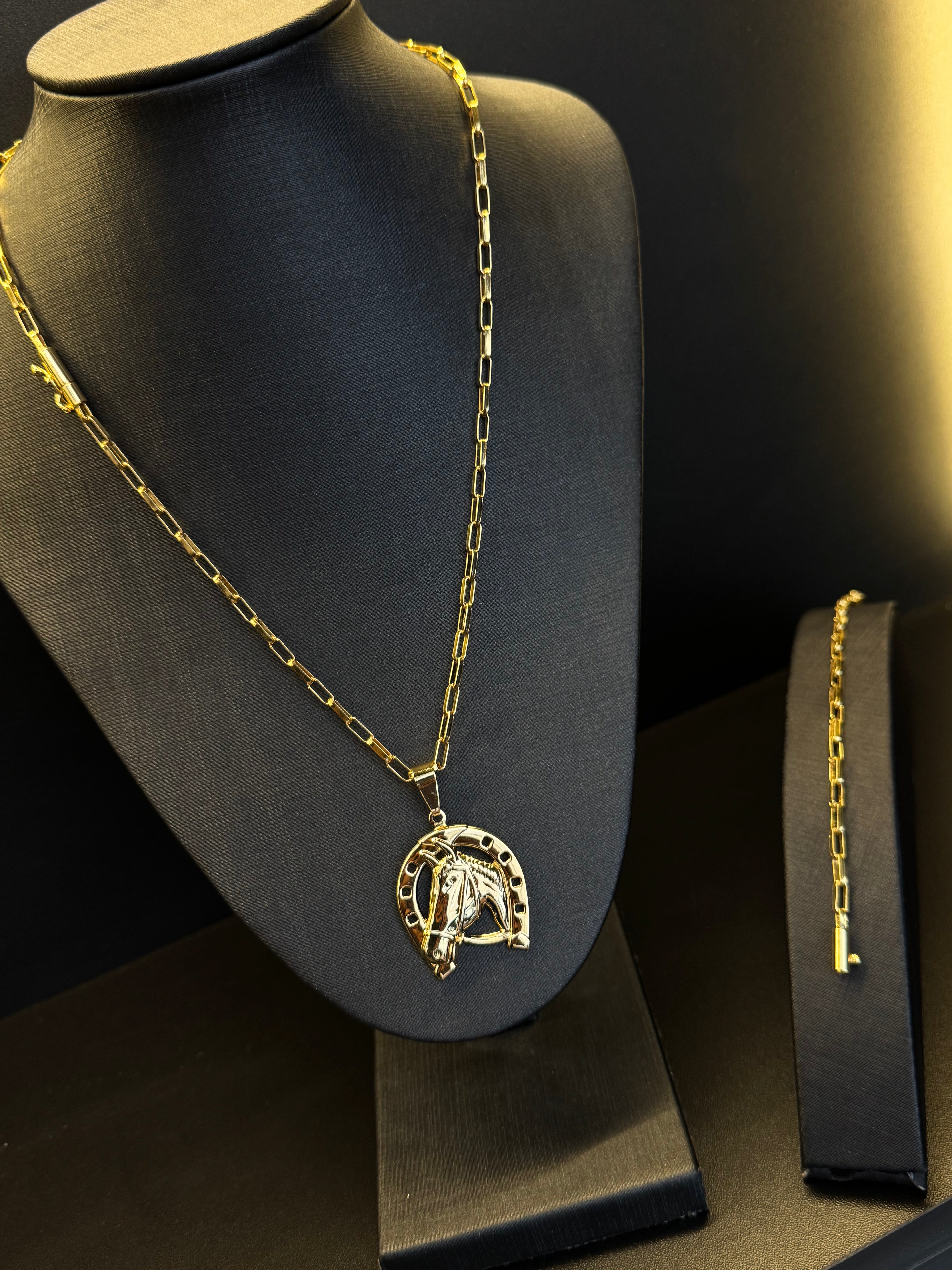 KIT CARTIER CORRENTE + PULSEIRA 5MM | Pingente Cavalo 🐴 BANHADO A OURO 18K