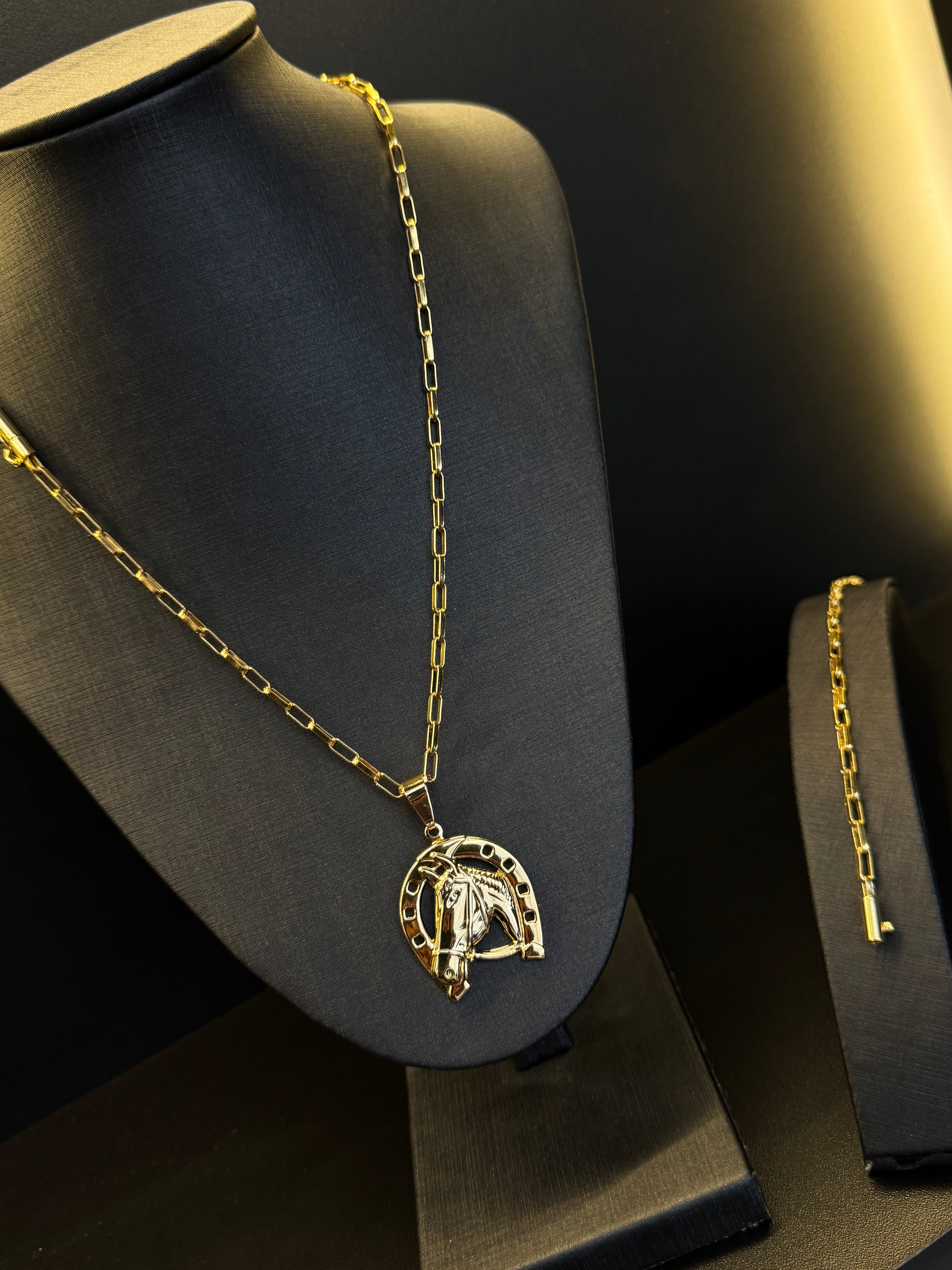 KIT CARTIER CORRENTE + PULSEIRA 5MM | Pingente Cavalo 🐴 BANHADO A OURO 18K