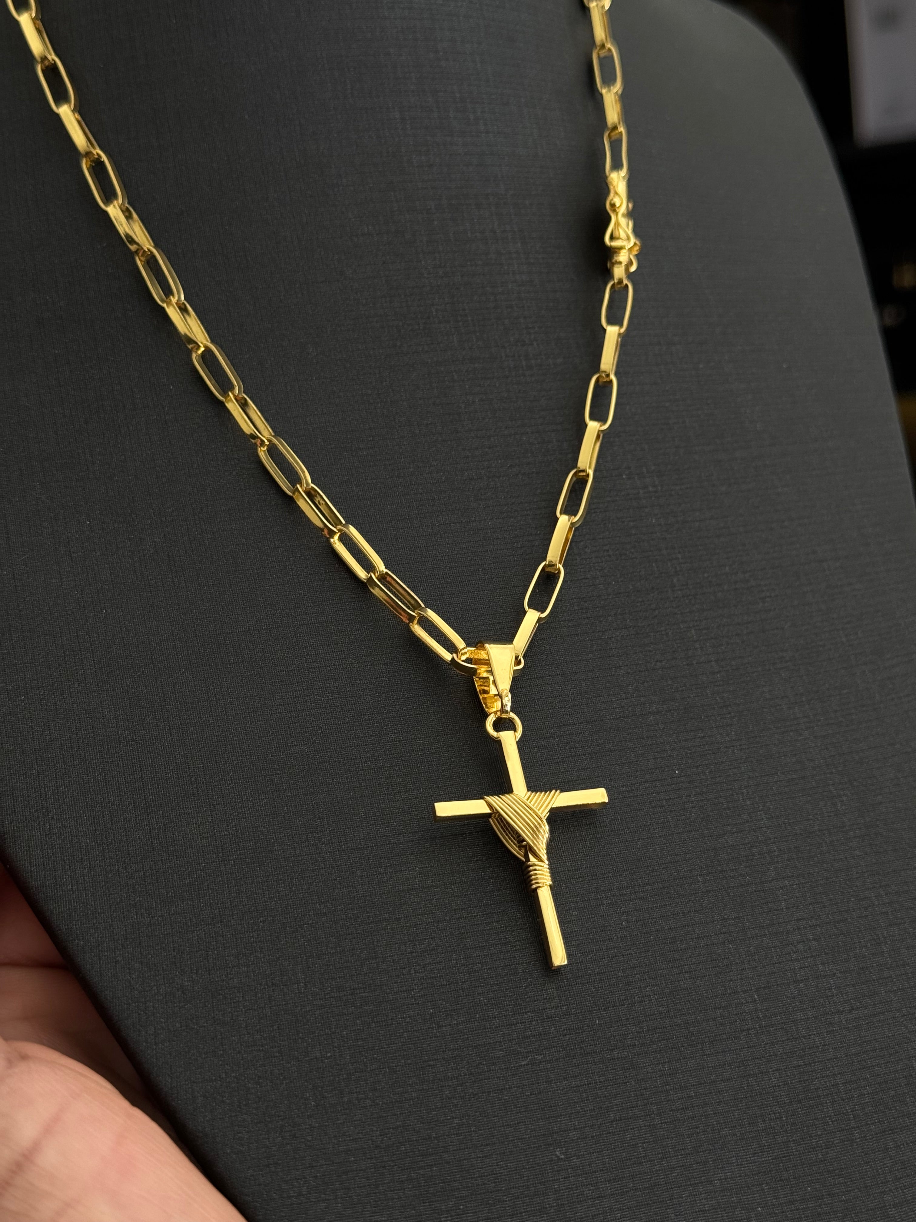 CORDÃO TIJOLINHO 6MM- BANHADO A OURO 18K