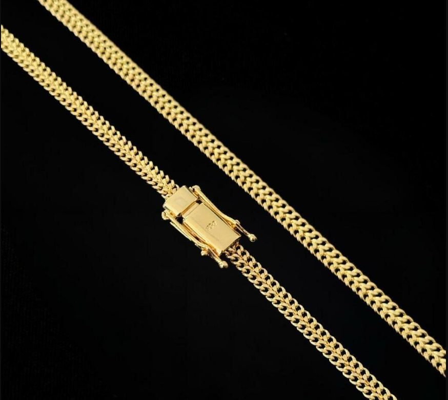 Corrente Dublo Grumet 4mm + Pingente Banhado a Ouro 18k | Fecho Duplo | Marcação 750