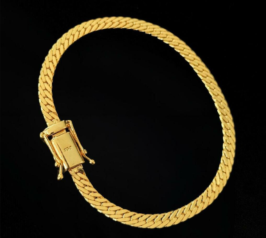 Pulseira Grumet Flat 4,5mm Banhado a Ouro 18k | Marcação 750