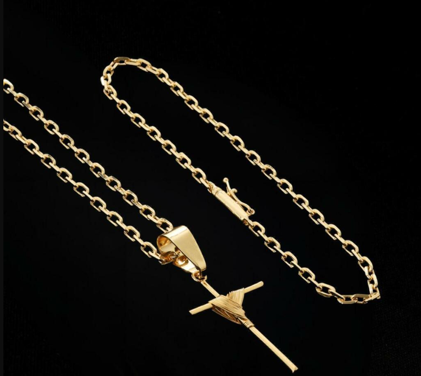 Kit Corrente e Pulseira Cadeado 3mm + Cruz Amarrada Banhado a Ouro 18k