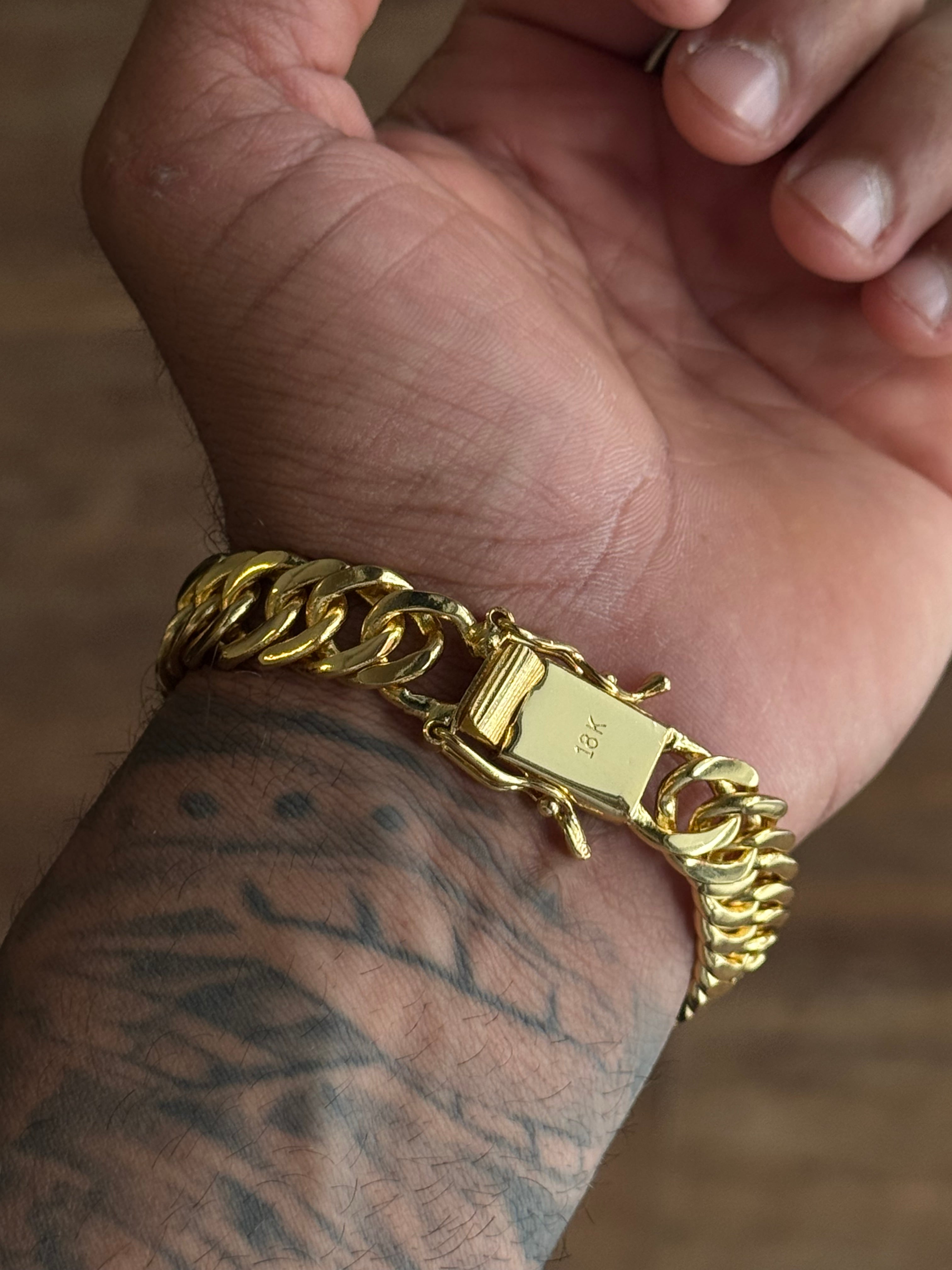 Pulseira Grumet Dupla 13mm Banhado a Ouro 18k | Fecho Duplo