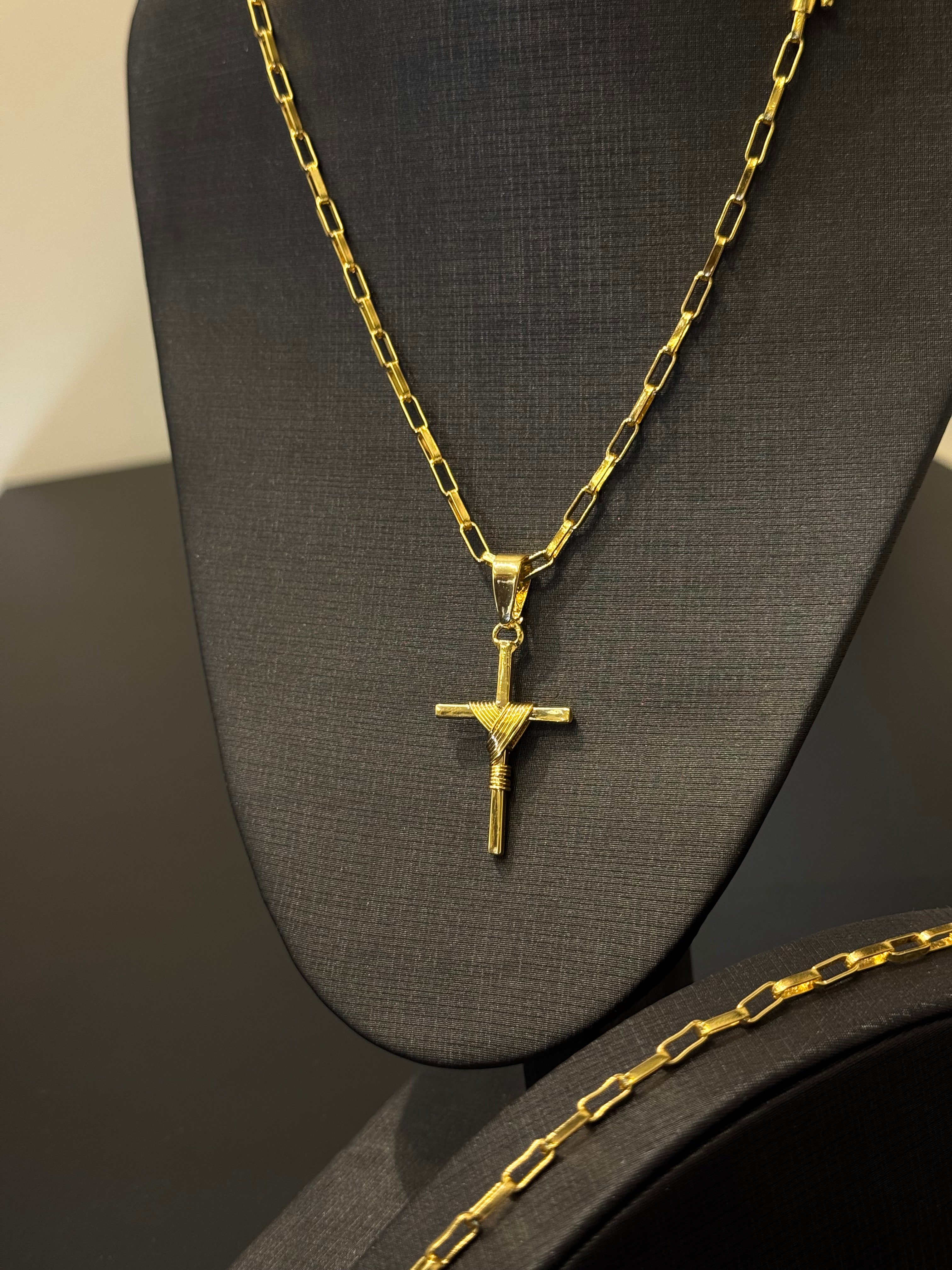 Kit Corrente e Pulseira Tijolinho 5 mm – Banhado a Ouro 18K